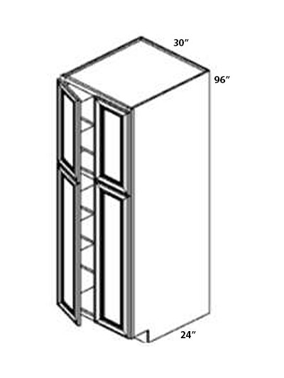 Double Shaker White 30×96 Double Door Tall Pantry Cabinet