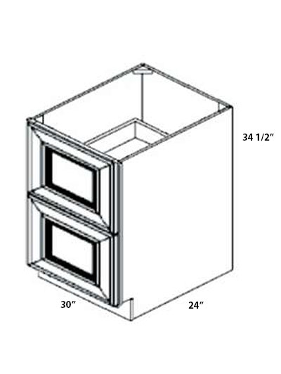 Double Shaker Smoky Grey 30″ Double Drawer Base Cabinet
