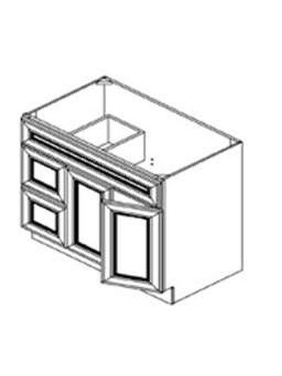 Ashville Cinnamon 36″ Double Right Door, Double Drawer Vanity Sink Base