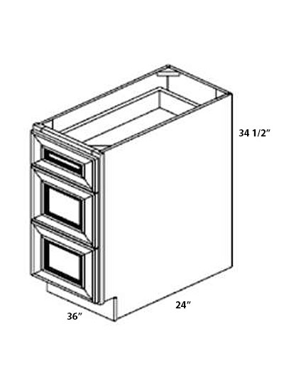 Ashville Cinnamon 36″ Three Drawer Base Cabinet
