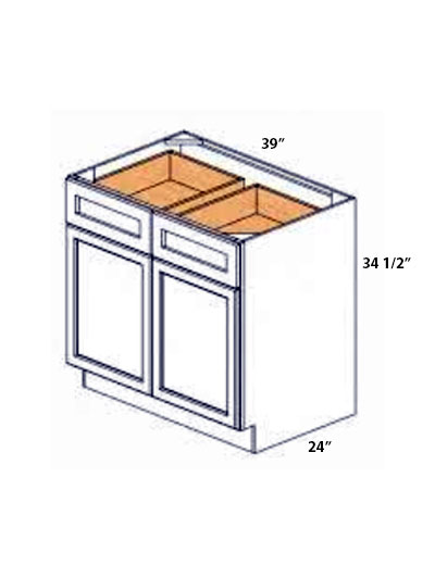 Rockport Grey 39″ Double Door, Double Drawer Base Cabinet