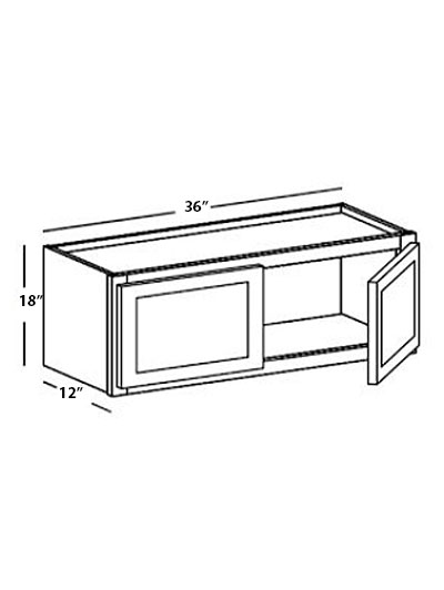 Pristine White Shaker 36″x18″ Double Door Bridge Wall Cabinet