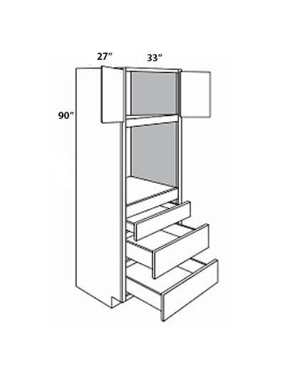 Rockport Grey 33″x90″x27″ Double Door, Triple Drawer Oven Cabinet