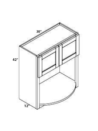 Pristine White Shaker 30″x42″x12″ Double Door Wall Microwave Cabinet