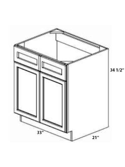 Rockport Grey 33″ Double Door Vanity Base Cabinet