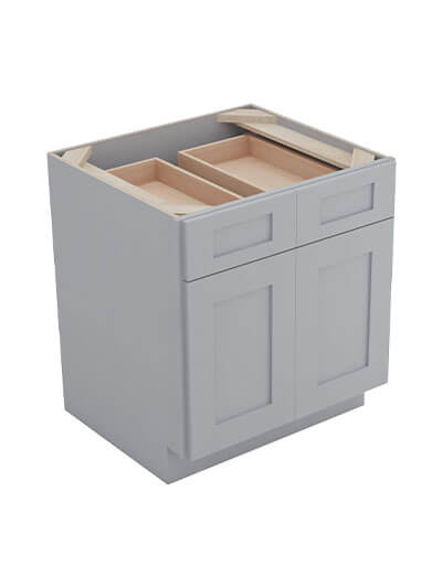 Lait Grey Shaker B33b 2 Drawer 2 Door Base Cabinet Closed