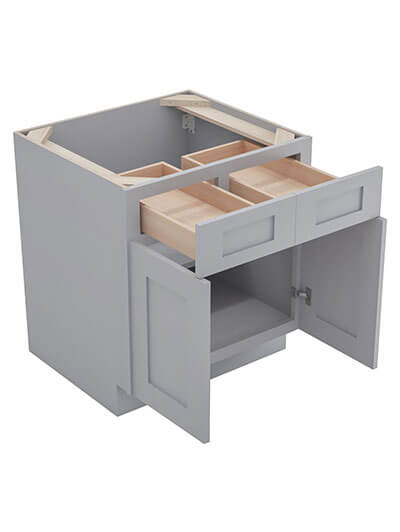 Lait Grey Shaker 33 in. W x 24 in. D x 34.5 in. H Double Door Base Cabinet