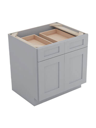 Lait Grey Shaker B36b 2 Drawer 2 Door Base Cabinet Closed