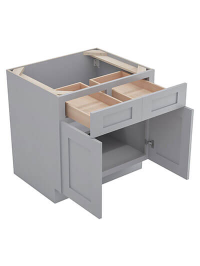 Lait Grey Shaker 36 in. W x 24 in. D x 34.5 in. H Double Door Base Cabinet