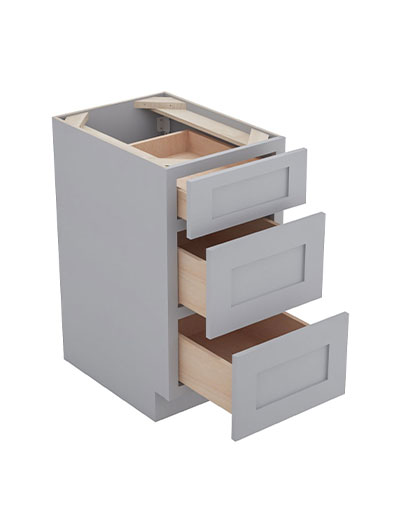 Lait Grey Shaker 15 in. W x 24 in. D x 34.5 in. H Triple Drawer Base Cabinet