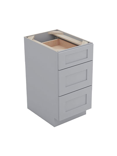 Lait Grey Shaker Db18 3 Drawer Base Cabinet Closed
