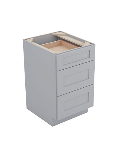 Lait Grey Shaker Db21 3 Drawer Base Cabinet Closed