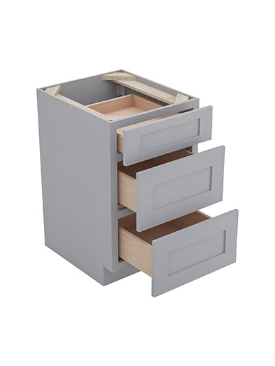 Lait Grey Shaker 21 in. W x 24 in. D x 34.5 in. H Triple Drawer Base Cabinet