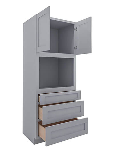 Lait Grey Shaker 33 in. W x 24 in. D x 84 in. H Single Oven Cabinet