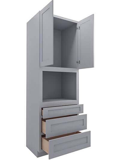 Lait Grey Shaker 33 in. W x 24 in. D x 90 in. H Single Oven Cabinet