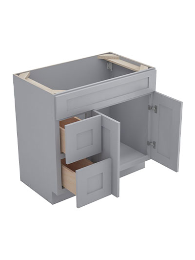 Lait Grey Shaker 36 in. W x 21 in. D x 34.5 in. H Double Left Drawer Vanity