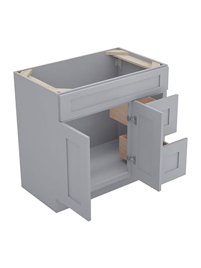 Lait Grey Shaker 36 in. W x 21 in. D x 34.5 in. H Double Right Drawer Vanity