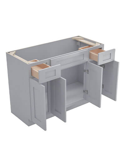 Lait Grey Shaker 48 in. W x 21 in. D x 34.5 in. H Double Drawer Vanity