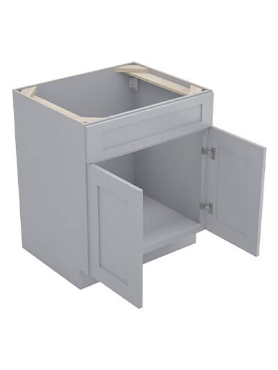 Lait Grey Shaker 27 in. W x 24 in. D x 34.5 in. H Double Door Sink Base Cabinet