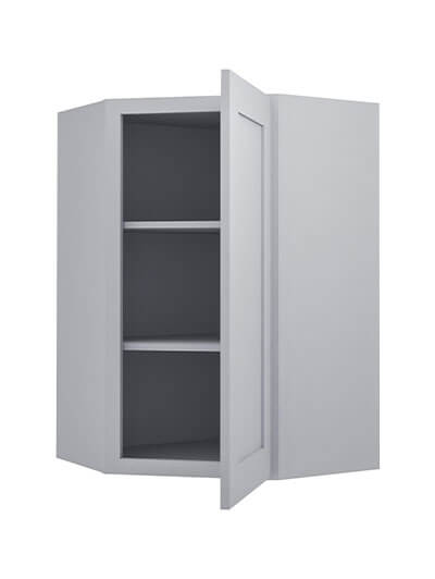 Lait Grey Shaker 24 in. W x 12 in. D x 36 in. H Diagonal Corner Wall Cabinet