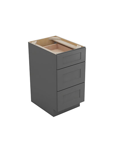 Shaker Grey 3db18 Three Drawer Base Cabinet Closed