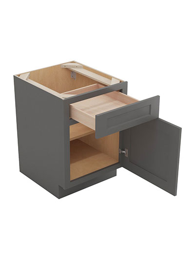 SG-B18: Shaker Grey 18″ Single Drawer Single Door Base Cabinet
