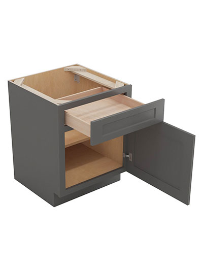 SG-B21: Shaker Grey 21″ Single Drawer Single Door Base Cabinet