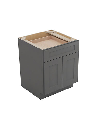 Shaker Grey B24 Double Door Single Drawer Cabinet Closed
