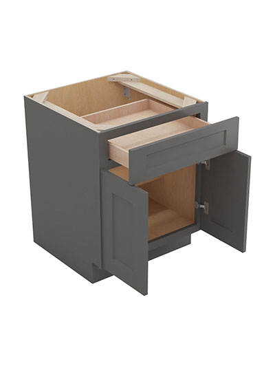 SG-B24: Shaker Grey 24″ Double Door Single Drawer Cabinet
