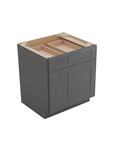 Shaker Grey B30 Double Door Double Drawer Cabinet Closed