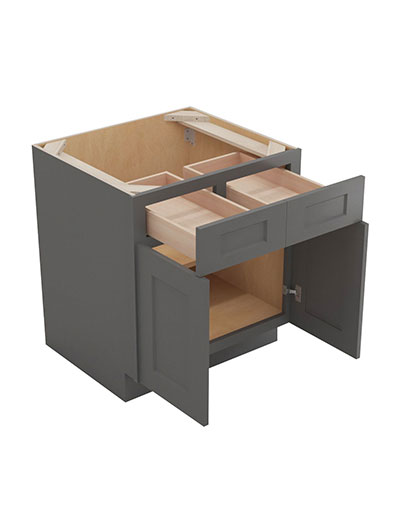 SG-B30: Shaker Grey 30″ Double Door Double Drawer Cabinet