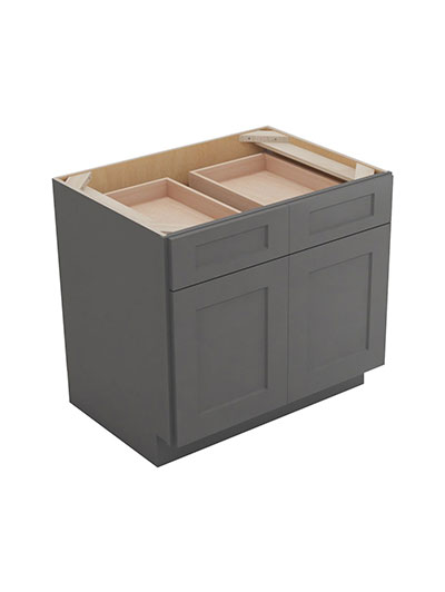 Shaker Grey B33 Double Door Double Drawer Cabinet Closed