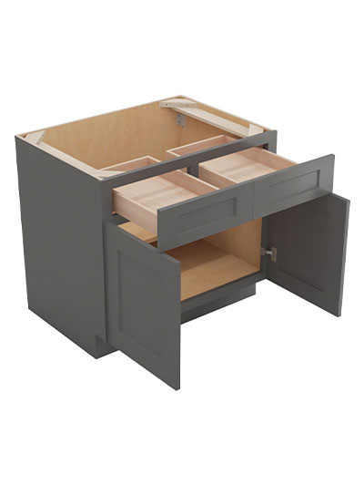 SG-B33: Shaker Grey 33″ Double Door Double Drawer Cabinet