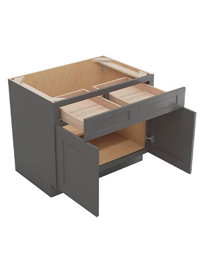 SG-B36: Shaker Grey 36″ Double Door Double Drawer Cabinet