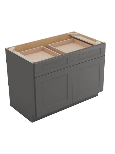 Shaker Grey B42 Double Door Double Drawer Cabinet Closed