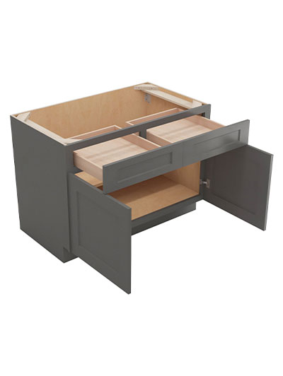 SG-B42: Shaker Grey 42″ Double Door Double Drawer Cabinet