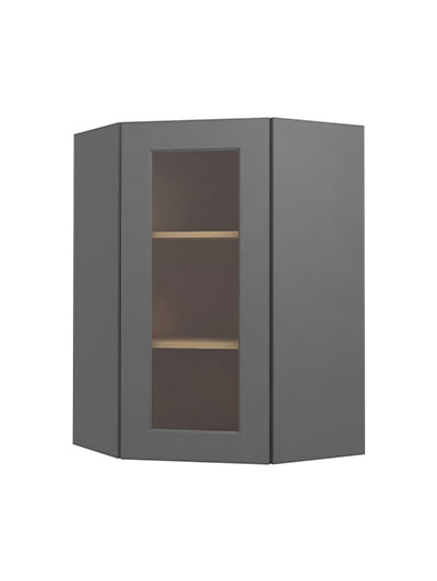 Shaker Grey Dcw2436gd Diagonal Glass Door Wall Cabinet Closed