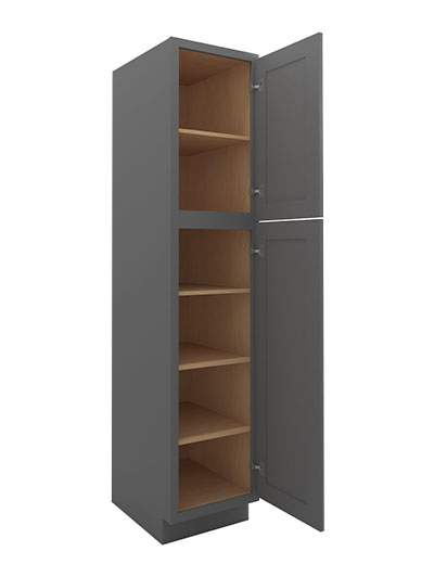 SG-U188424: Shaker Grey 18″ Utility Cabinet Two Doors 84″ H