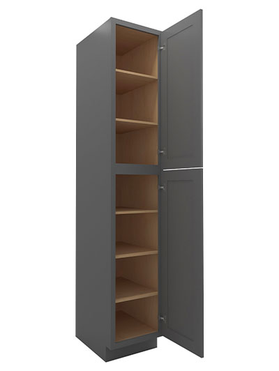 SG-U189624: Shaker Grey 18″ Utility Cabinet Two Doors 96″ H