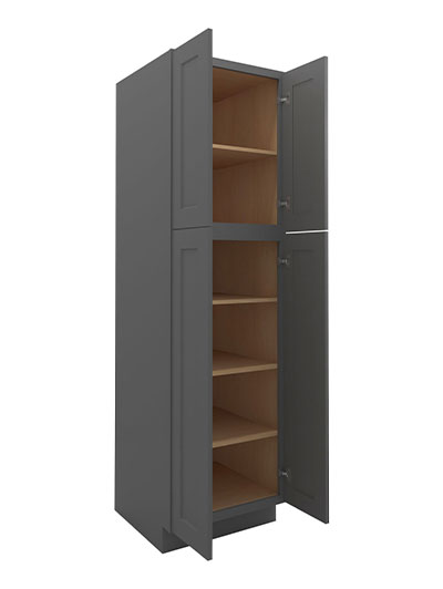SG-U248424: Shaker Grey 24″ Utility Cabinet Four Doors 84″ H