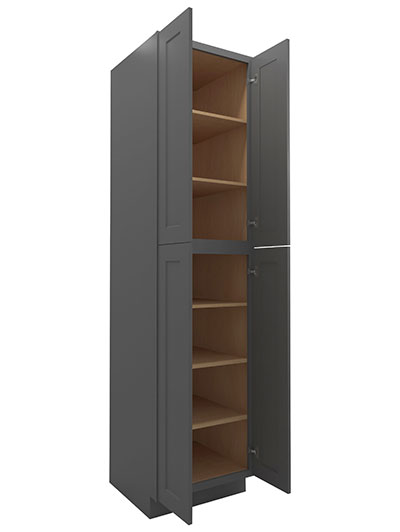 SG-U249624: Shaker Grey 24″ Utility Cabinet Four Doors 96″ H
