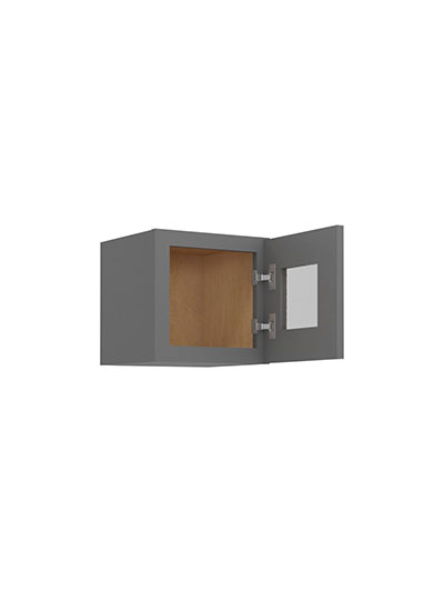 SG-W1212GD: Shaker Grey 12″ Glass Door Wall Stacker Cabinet Single Door 12″ H
