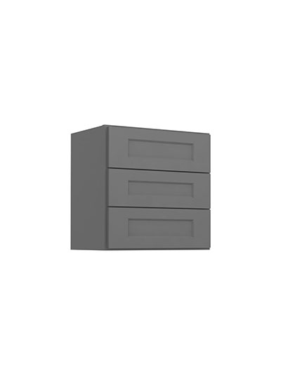 Shaker Grey W3d18 Three Drawer Wall Cabinet Closed
