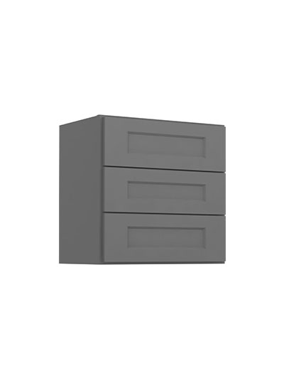 Shaker Grey W3d24 Three Drawer Wall Cabinet Closed