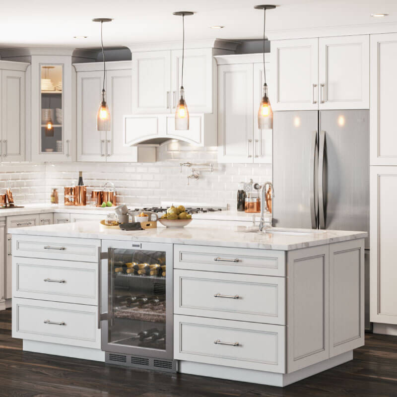 Double Shaker White Kitchen Cabinet | CabinetSelect.com