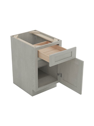 AN-B15: Nova Light Grey Shaker 15″ 1 Drawer 1 Door Base Cabinet