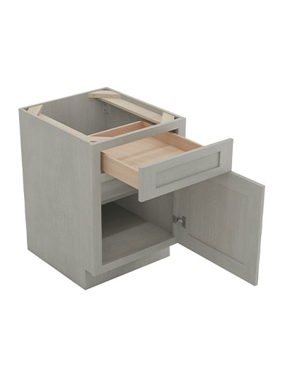 AN-B18: Nova Light Grey Shaker 18″ 1 Drawer 1 Door Base Cabinet