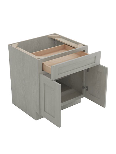 AN-B27B: Nova Light Grey Shaker 27″ 1 Drawer 2 Door Base Cabinet