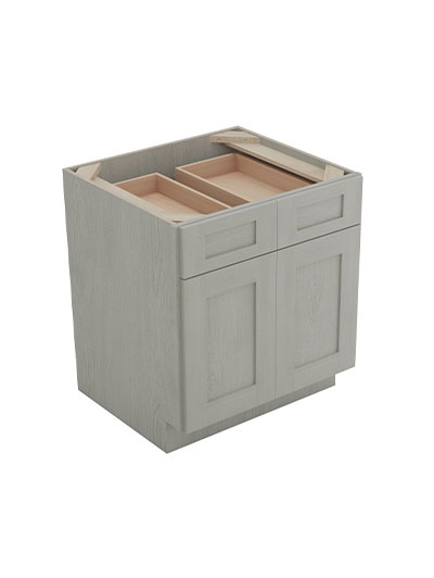Nova Light Grey Shaker B33b 2 Drawer 2 Door Base Cabinet Closed