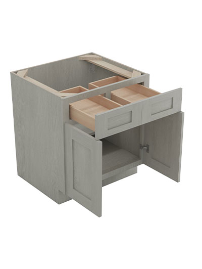 AN-B33B: Nova Light Grey Shaker 33″ 2 Drawer 2 Door Base Cabinet